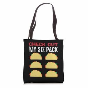 Funny Taco Shirts Six Pack Tees Gym Workout Foodie Men Tote Bag C :]